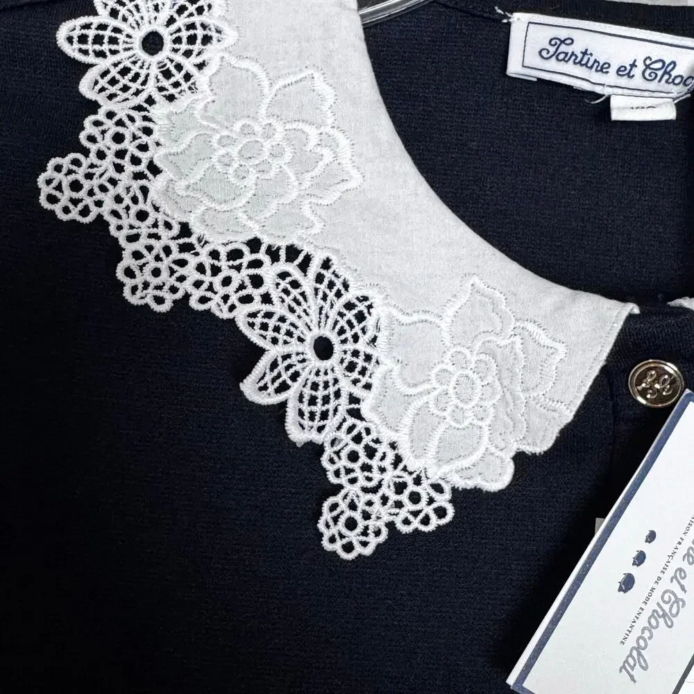 Tartine et Chocolat Girls Navy Blue Lace Collar Dress Size Y10 NWT Jersey dress